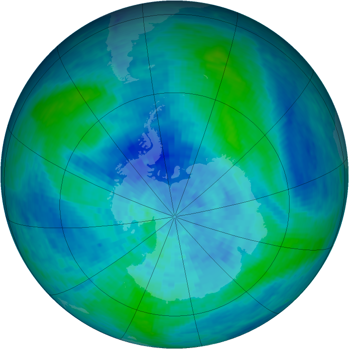 Antarctic ozone map for 04 March 1994